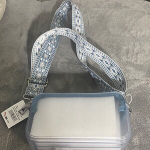 Ashley Stewart Blue and White Crossbody Bag
